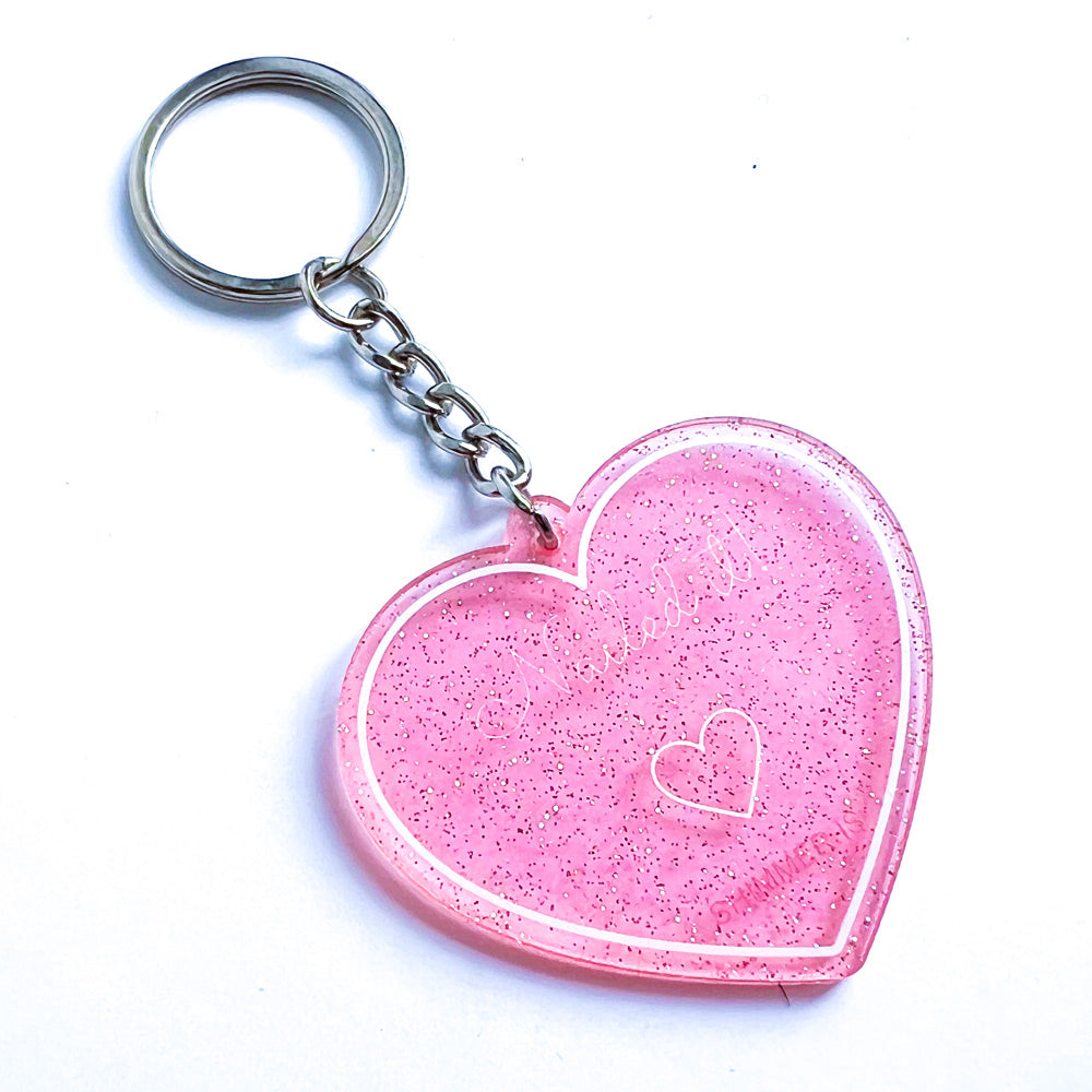 Custom Colored Acrylic Glitter Keychain