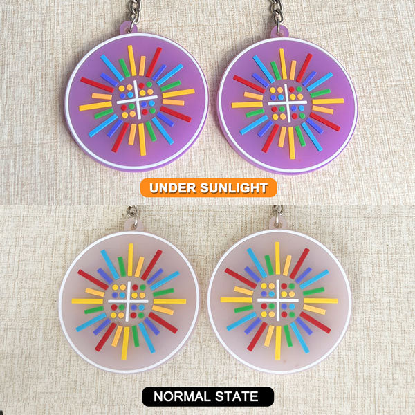 Custom Double-Sided  Rubber Keychain-UV Color-Changing