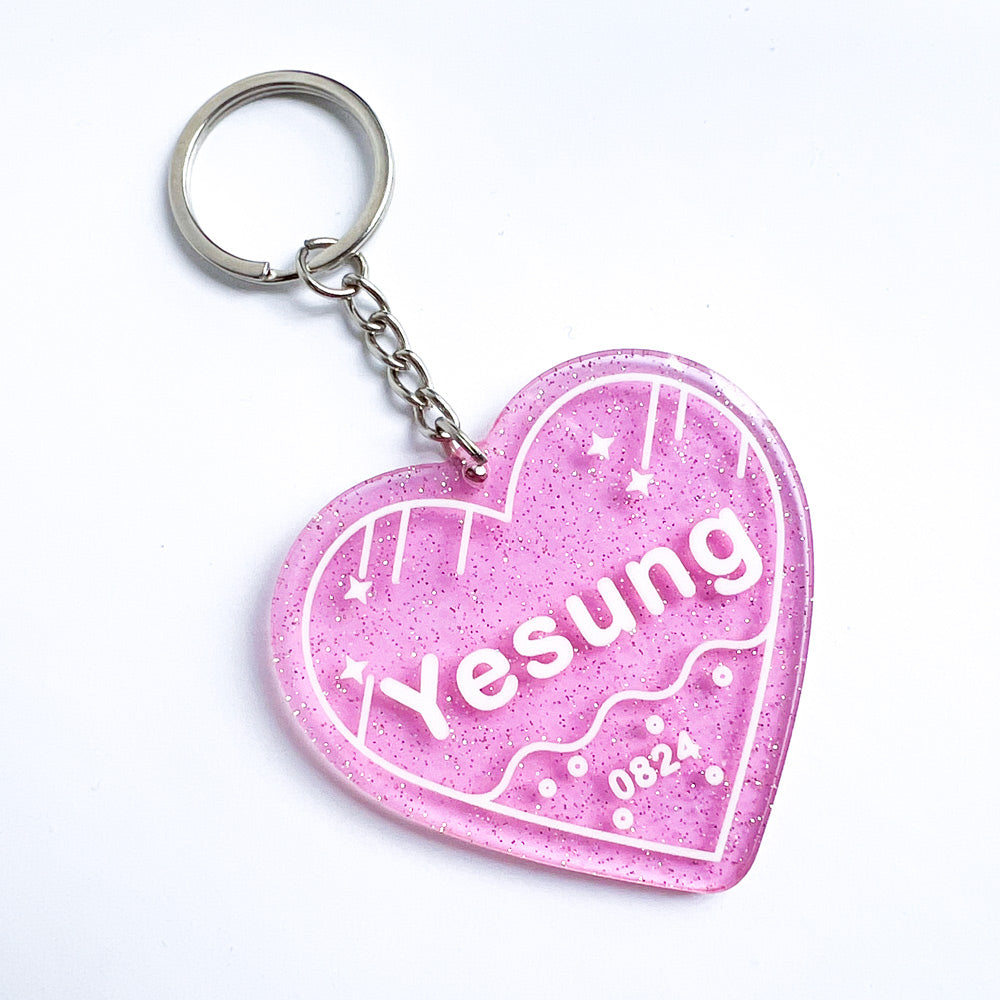 Custom Colored Acrylic Glitter Keychain