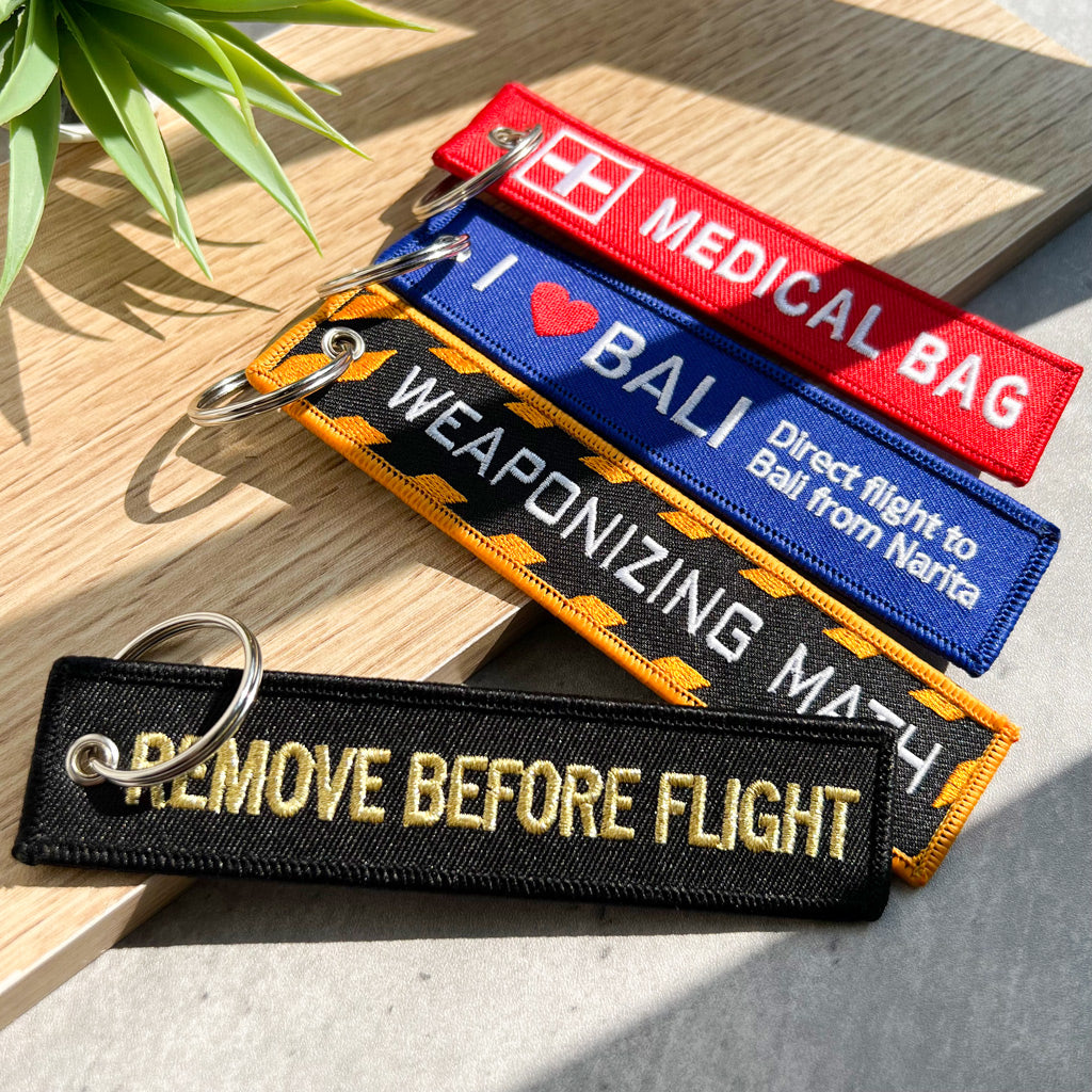 Custom Remove Before Flight Keychain-Embroidered