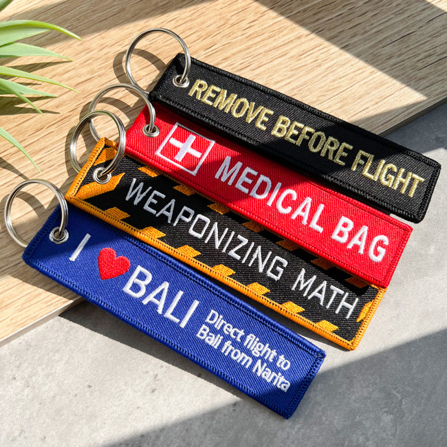 Custom Remove Before Flight Keychain-Embroidered