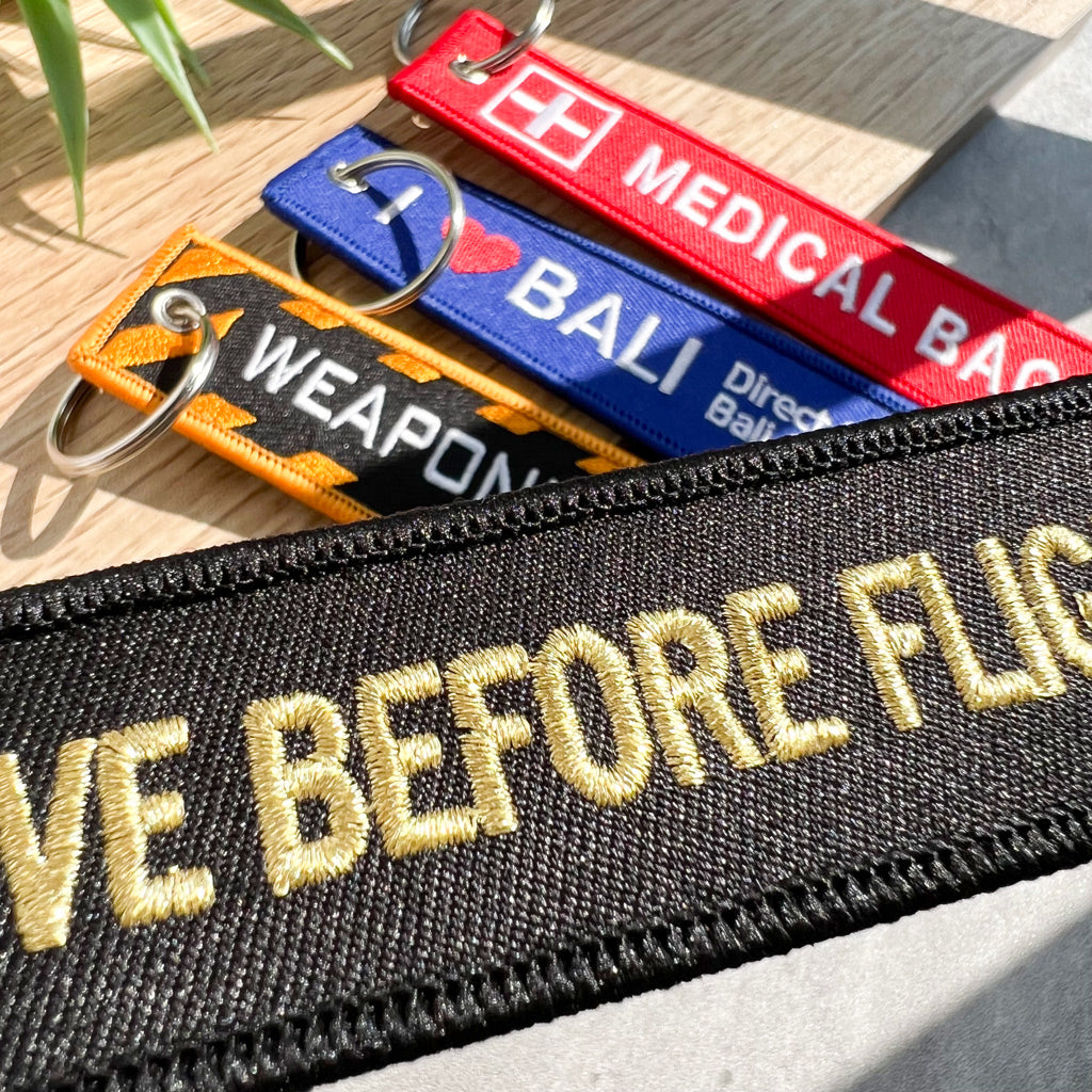 Custom Remove Before Flight Keychain-Embroidered