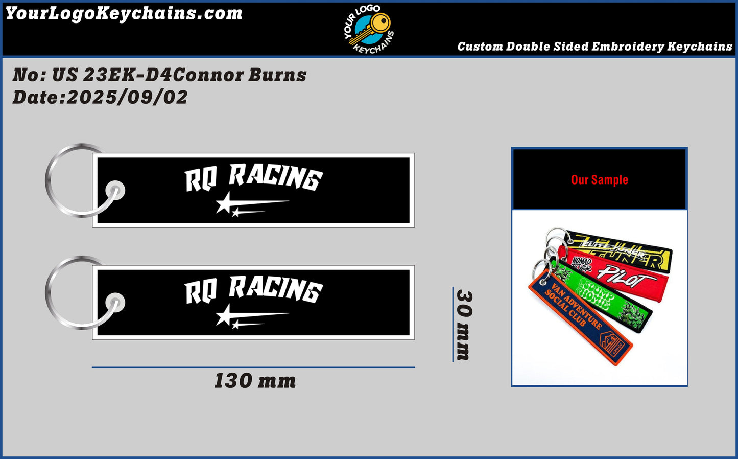 Double-Sided Custom Embroidered Keychain-23EK-D4Connor Burns250902