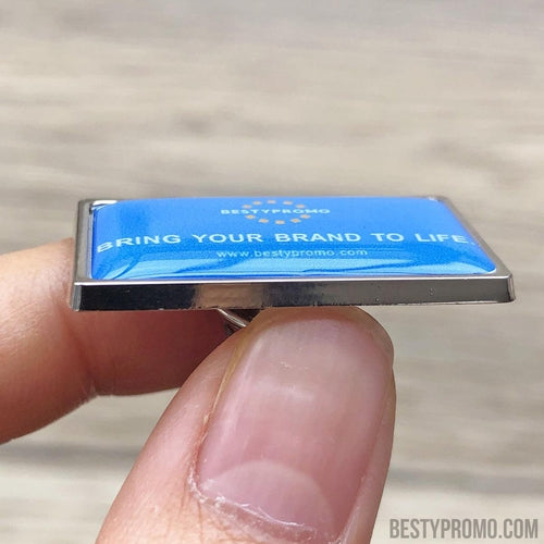 custom zine alloy badge with doming-rectangle-Besty Promo