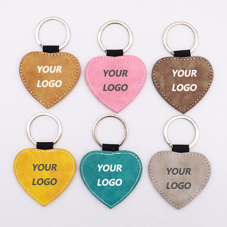 Custom Leather Keychains - Heart shape