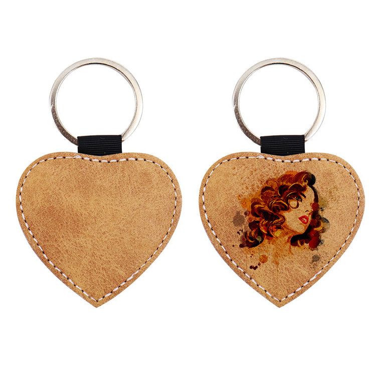 Custom Leather Keychains - Heart shape